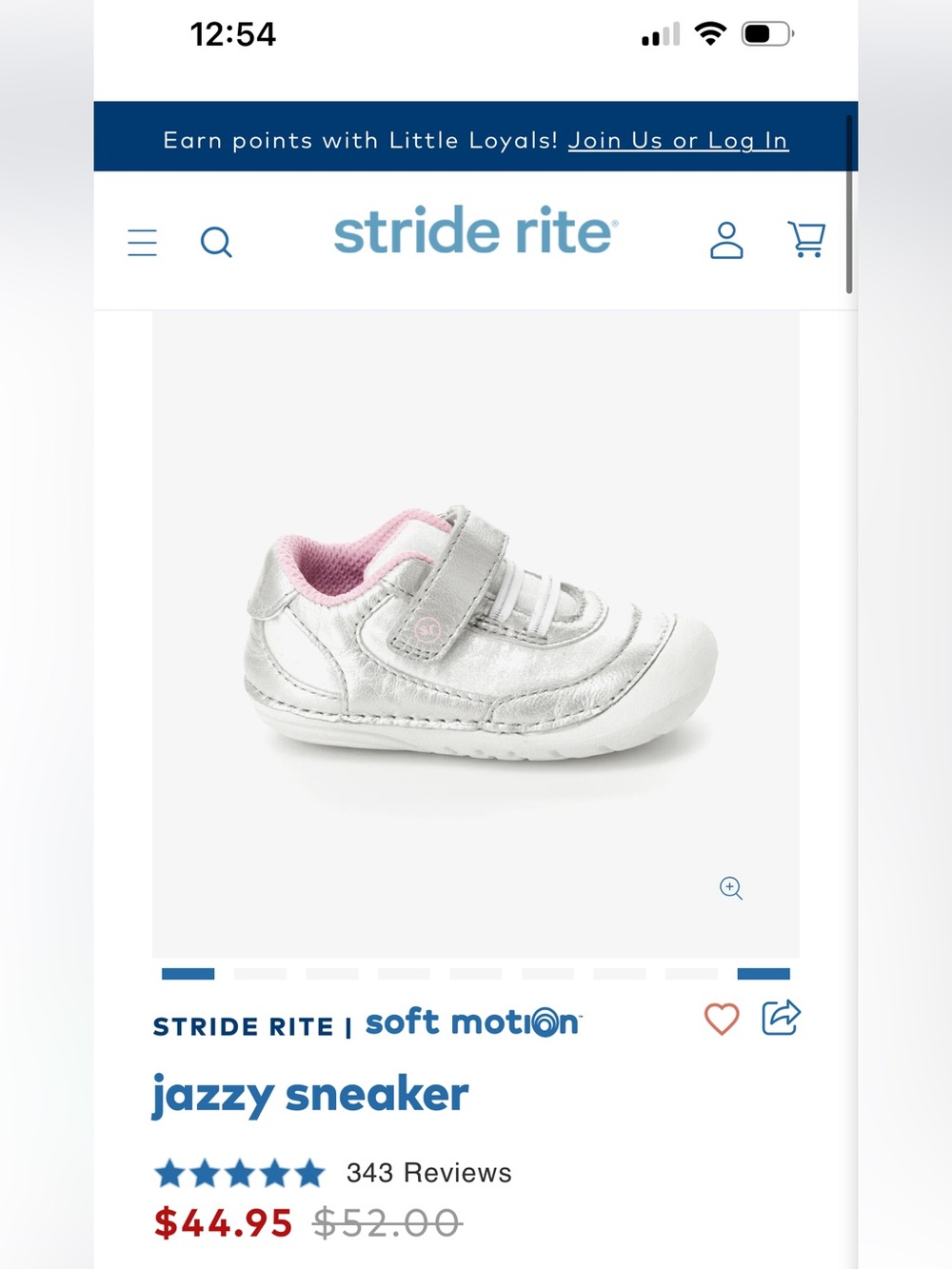 Stride Rite Silver and Pink Toddler Velcro Sneakers